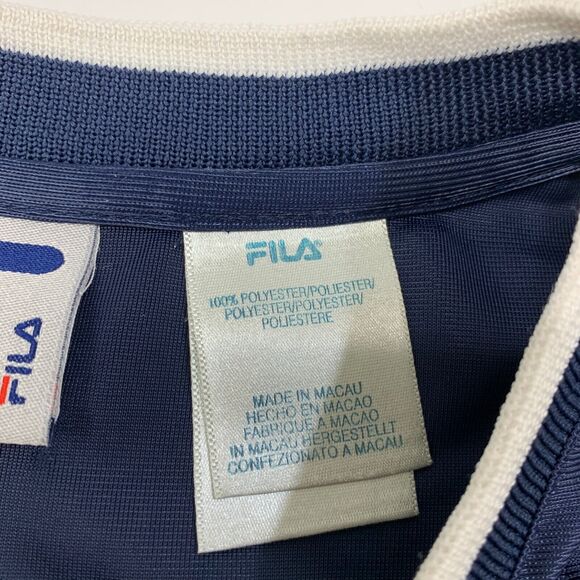Vintage Fila Jersey Mens L Large Navy Red Patched Spell Out Logo Basketball - Picture 5 of 10